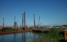 Aquaduct Muiden met de Vecht op de voorgrond