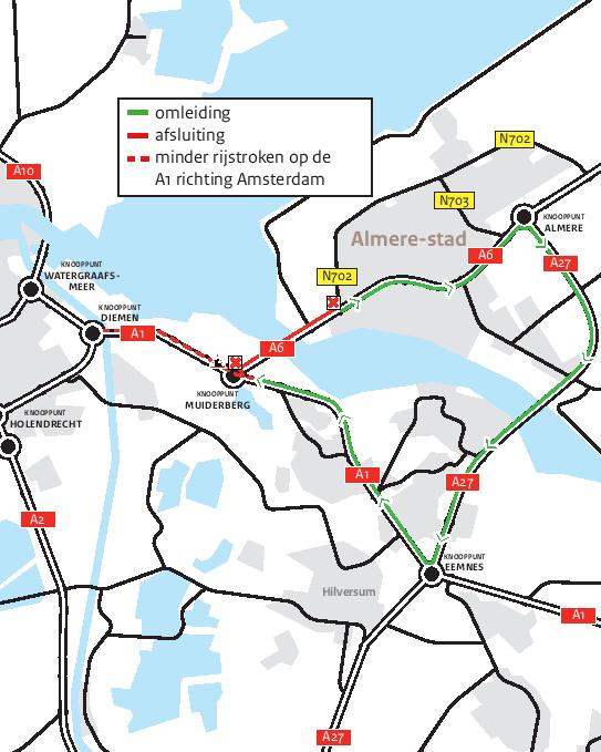 Kaartje Werkzaamheden Omleidingen 26-5 - 29-5- Rijkswaterstaat