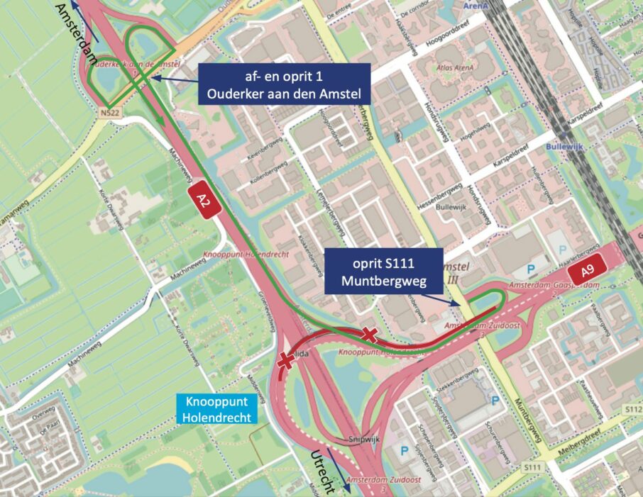 Afsluiting oprit Muntbergweg naar A2 Utrecht Rijkswaterstaat