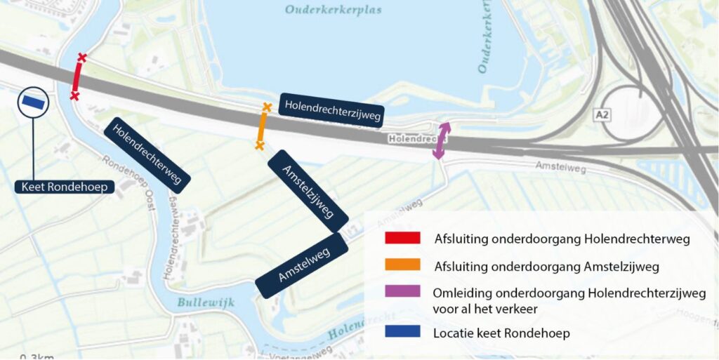 kaart met omleidingsroute