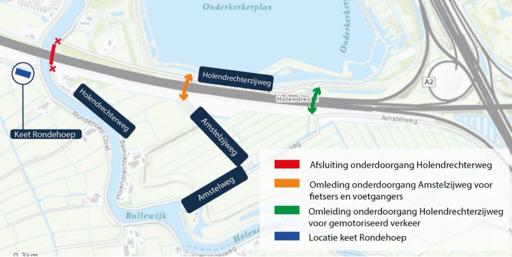 kaart met omleidingsroute