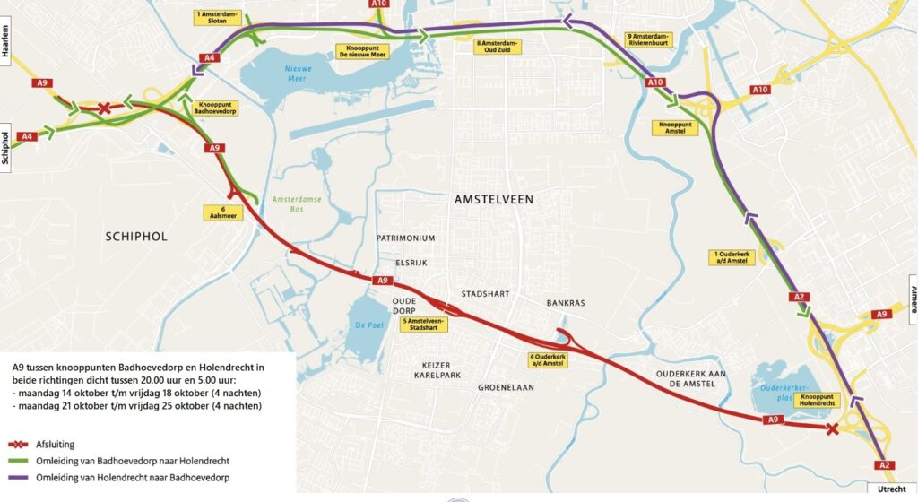 Kaartje met omleidingsroute