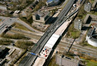 De A9 ter hoogte van Amstelveen van boven